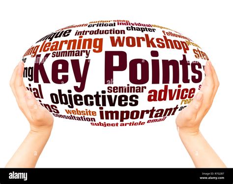 Key Points Word Cloud Hand Sphere Concept On White Background Stock
