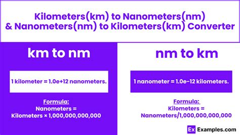 Kilometers Km To Nanometers Nm Nanometers Nm To Kilometers Km