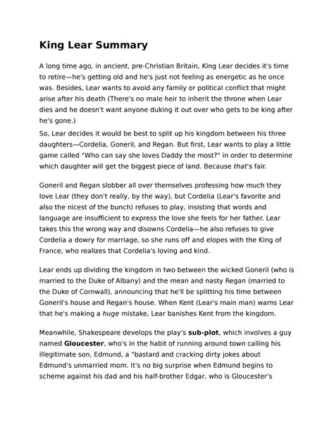 King Lear Summary