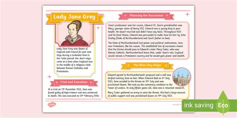 Ks2 Lady Jane Grey Fact File History Teacher Made