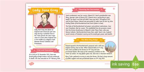 Ks2 Lady Jane Grey Fact File History Twinkl