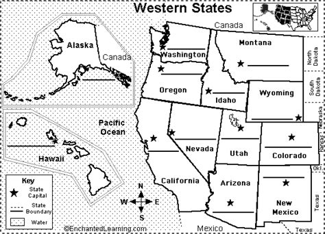 Label Western Us State Capitals Printout Enchantedlearning Com