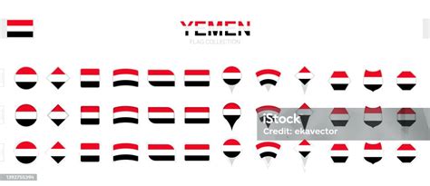 Large Collection Of Yemen Flags Of Various Shapes And Effects Stock
