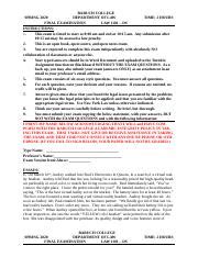 Law Final Questions Docx Baruch College Spring 2020 Department Of