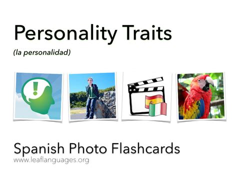 Leaf Spanish Photo Flashcards Personality Traits La Personalidad