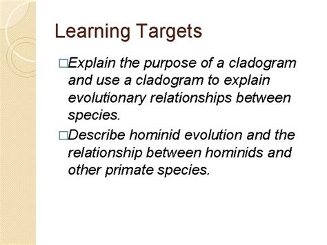 Learning Targets Explain The Purpose Of A Cladogram And Use A Cladogram