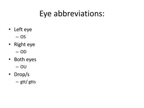 Left Eye Medical Abbreviation