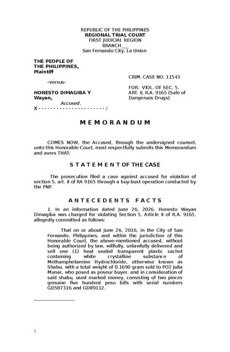 Legal Memorandum Sample Template