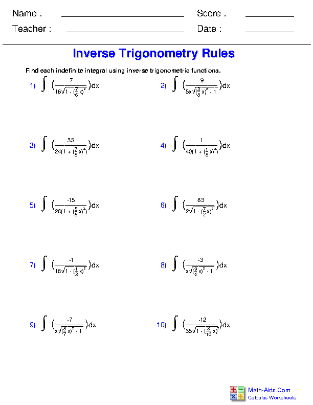 Lesson 57 Derivatives Of The 6 Inverse Trig Functions