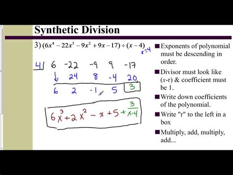 Lesson 6 2 Part 2 Synthetic Division With A Binomial Examples 3