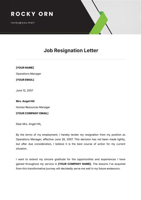 Letter Of Resignation Template Best Template Letter Of Resignation