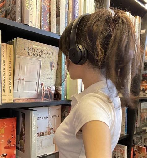 Library Aesthetic Library Vibe Headphone Aesthetic Hairstyle Book