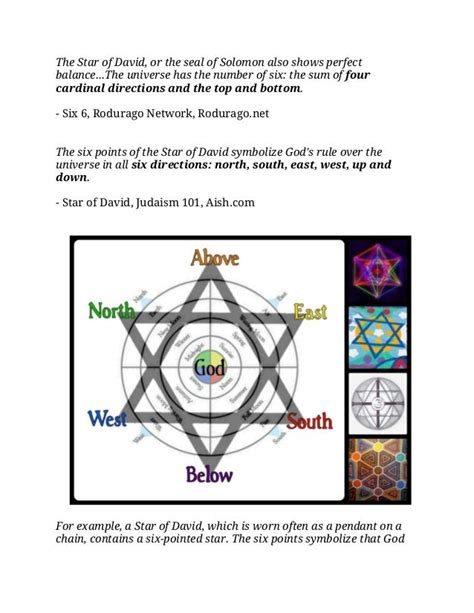 List Of References To The Six Directions Of The Six Pointed Star Of D