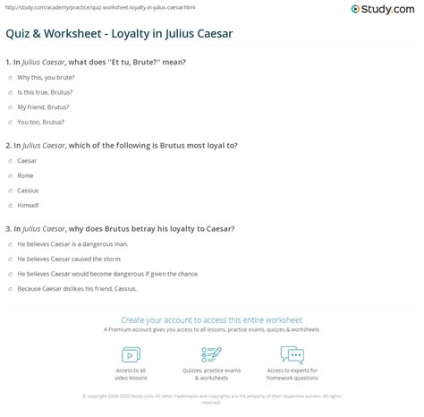 Loyalty In Julius Caesar Lesson Study Com