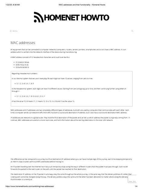 Mac Addresses And Their Functionality Homenet Howto