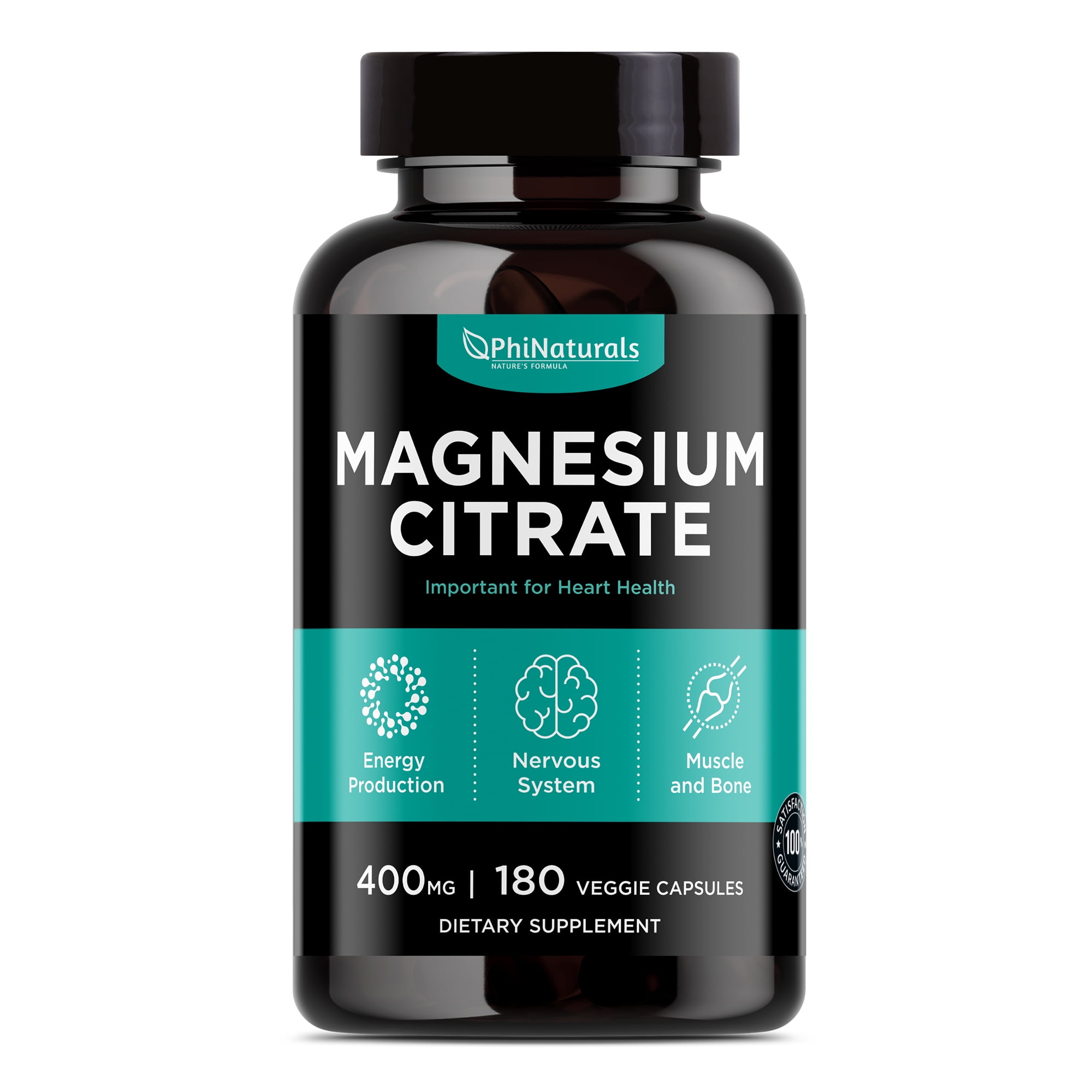 Magnesium Citrate 400Mg 180 Capsules By Phi Naturals Walmart Com