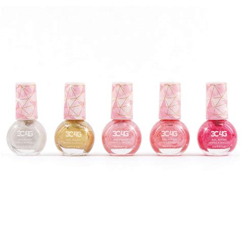 Make It Real Pink Gold Glamorous Nail Polish Hexagon 5 Bottles