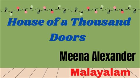 Malayalam Summary Of The Poem House Of A Thousand Doors By Meena