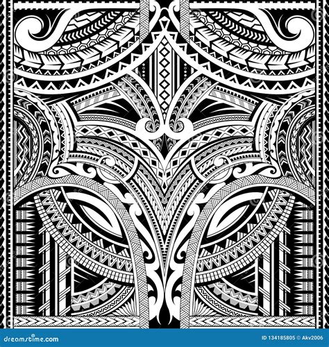 Maori Polynesian Tattoo Tribal Sleeve Seamless Pattern Vector Stock