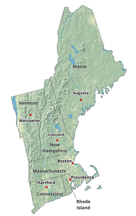 Map Of New England States And Capitals Tony Aigneis