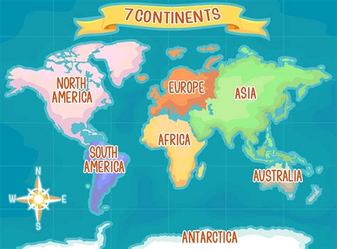 Map Of The Seven Continents Printable Printable Map Of The United States