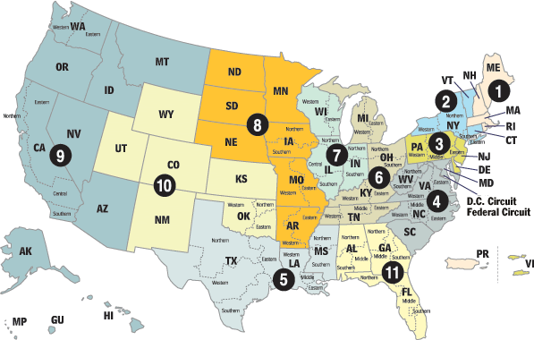 Map Of Us Circuit Courts States Map Of The Us
