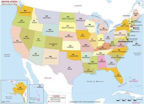 USA States Map Abbreviations