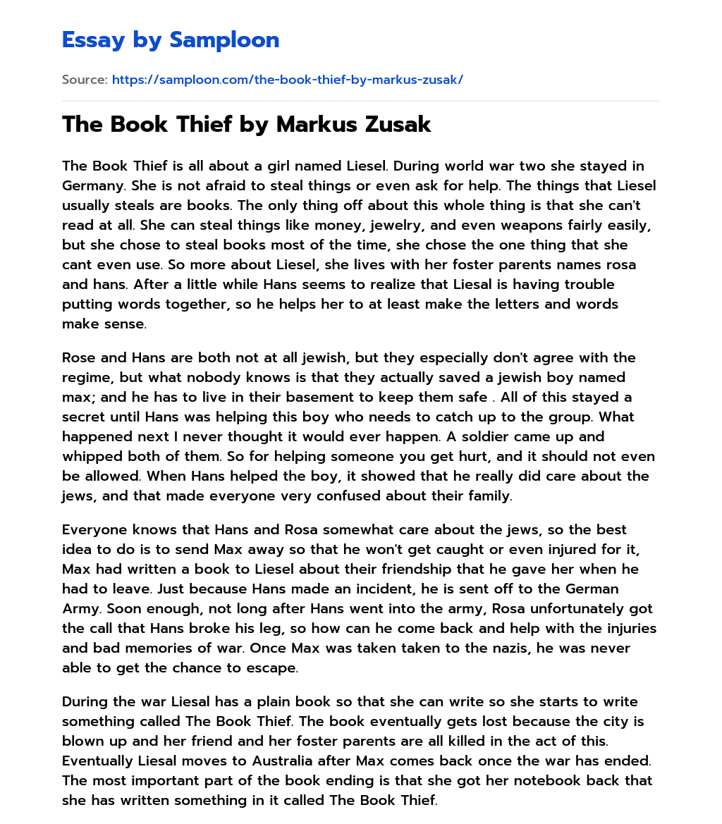 Markus Zusak And His The Book Thief Free Essay Sample On Samploon Com