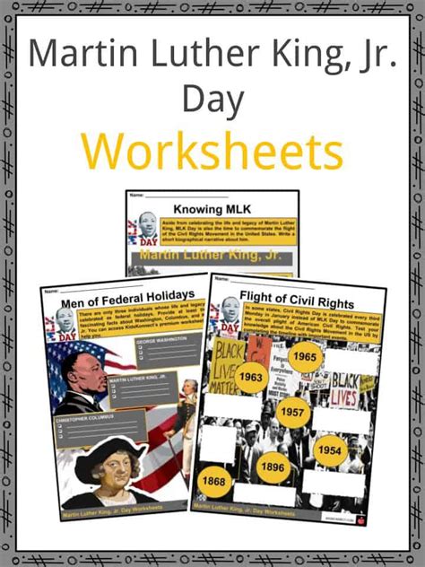 Martin Luther King Jr Day Facts Worksheets History Observance Kids