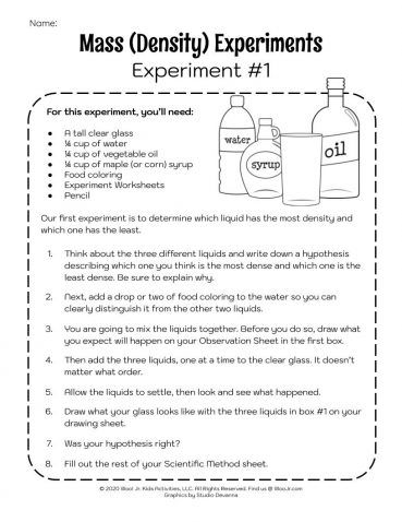 Mass Density Science Experiment For Kids Woo Jr Kids Activities