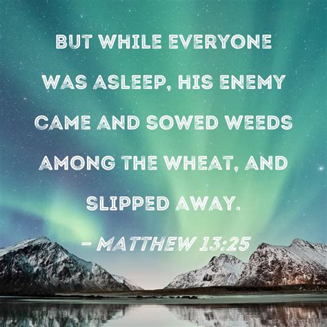 Matthew 13 25 But While Everyone Was Asleep His Enemy Came And Sowed