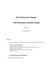Me375 Postlab2 Jasonle Docx Me 375 Post Lab 2 Report Pole Placement