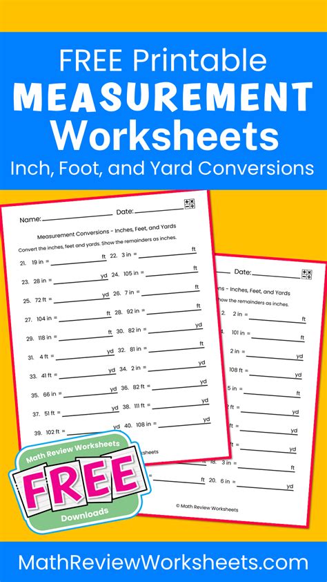 Measurement Conversions Inches Feet And Yards Set 1 Math Review