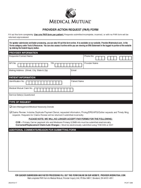 Medical Mutual Of Ohio Claim Form Printable Pdf Download