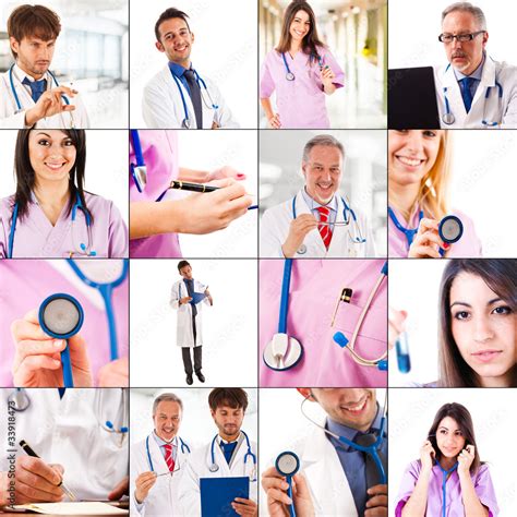 Medical Tech Collage With Images Of Doctors And Nurses