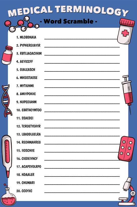 Medical Terminology Word Scramble