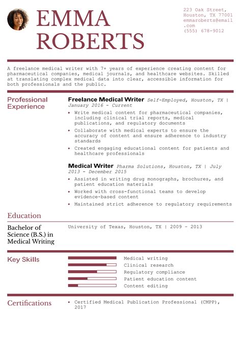 Medical Writer Resume Example Guide Get Hired Quick