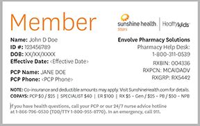 Member Id Cards Healthy Kids Sunshine Health