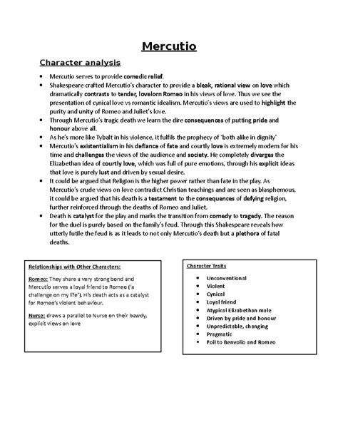 5 Ways Mercutio Impacts Romeo