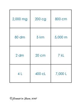 Metric Conversion Memory Meters Liters And Grams By Jonesin To Learn