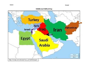 Middle East Southwest Asia Political Map By Wilson Hein Creations