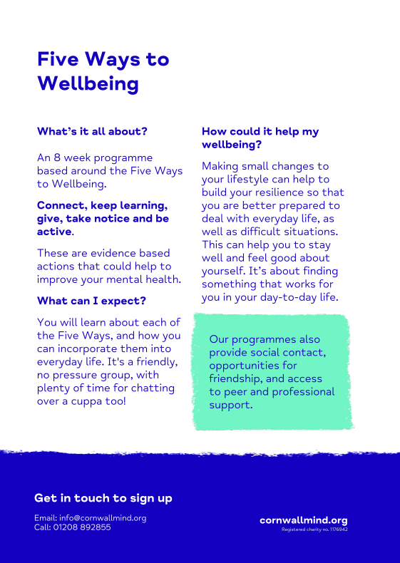 Mind Cornwall 5 Ways To Wellbeing Programme Old Bridge Surgery