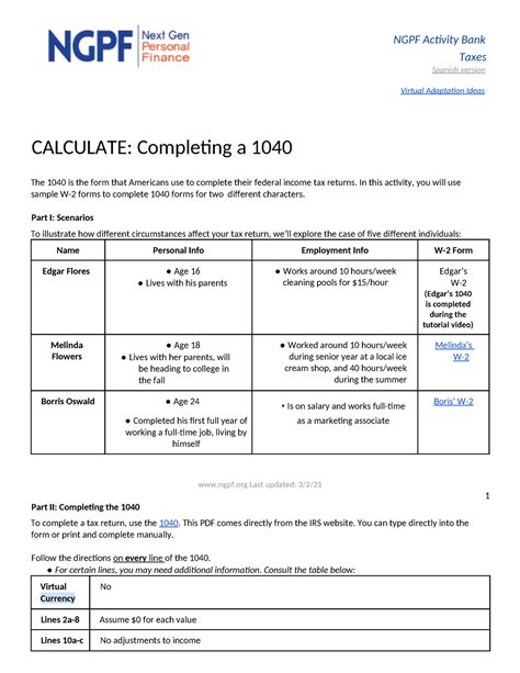 Module Three Lesson Three Activity Ngpf Activity Bank Taxes Spanish