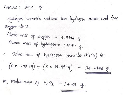 Molar Mass of Hydrogen Peroxide