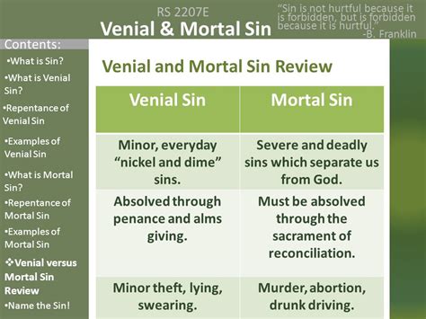 Mortal Vs Venial Sin