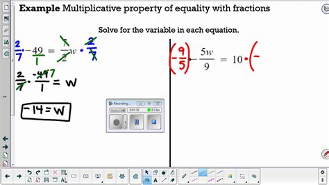 Multiplicative Property Of Equality With Fractions Youtube
