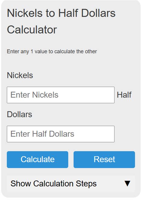 Nickels To Dollars Calculator Calculator Academy