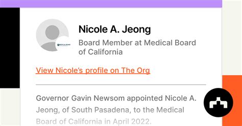 Nicole A Jeong Board Member At Medical Board Of California The Org