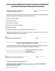 North Dakota Medicaid Provider Enrollment Attestation Licensed