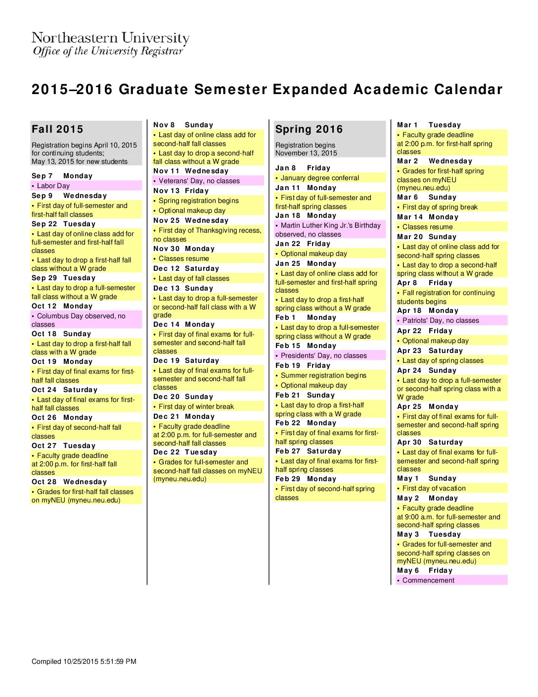 Northeastern University Academic Calendar 2024 2025 Grata Odelle